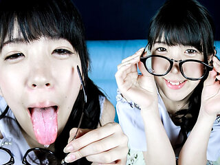 Sensual Eye Glasses Licking Play with Reina Makino