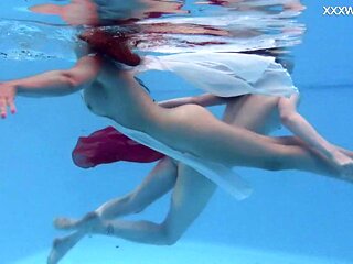 Glamorous Anastasia Ocean and Marfa - very hot brunette smut - Underwater Show