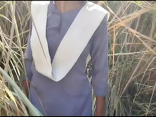 Indian  village desi school girl sex in jungle