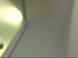 Amateur blonde takes huge cock in toilet POV