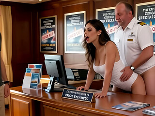Hotwife gets creampied for cruise ship show tickets as her cuckold husband watches ( AI Generated )