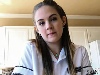 Devon Green in School Uniform Gets Deep Blowjob from Old Stepdad