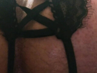 Anal stimulation performed in lingerie