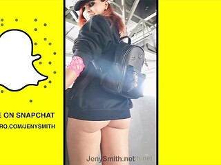 Jeny Smith's public flashing and wet pantyhose