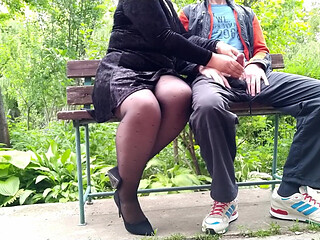Pulled Out His Cock in Front of His Shy Stepmother Wearing Pantyhose