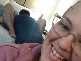 Cuckquean POV - Real Cuckquean Wife Films Her Husband Making Another Girl Cum Hard From Her Seat in the Hotel Cuck Chair
