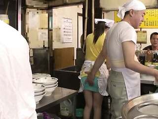 Hot Ramen Shop Threesome with Hairy Japanese Girl Asuka Mimi