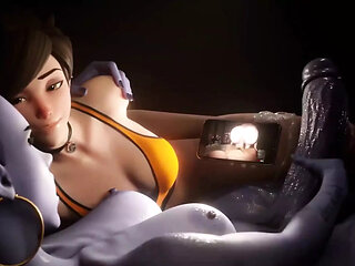 Large Cock Futa Widowmaker Cums Hard for Tracer, Ms. X Futa Fucks Tight Pussy Lara