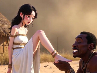 White Woman Tied in Africa - African Man Licking Her Feet