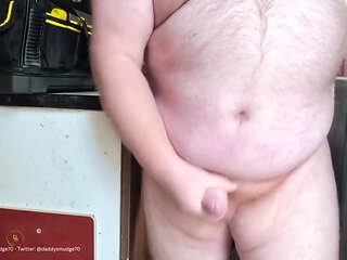 Daddy Cums in Shed