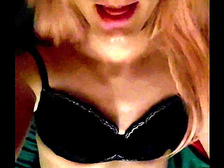 Crossdresser Shows Cock in Bed
