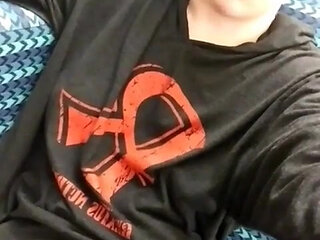 Pale Redhead Cums Hard on Hotel Couch