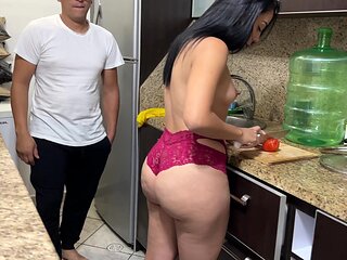 Latina stepmom cooks naked and I cant resist