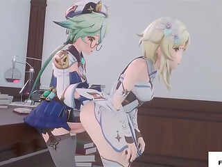 Genshin Impact - Futanari Lumine x Sucrose