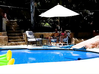 EMMA HAIZE Poolside Huge Cock POV Deepthroat Blowjob and Facial