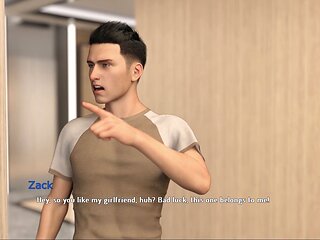 Mom with big boobs in a college-themed visual novel adventure