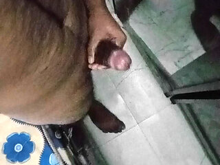 Oiling my big dick in the bedroom and masturbating Infront of mirror