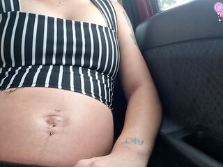 Pregnant Teen Slut Showing off in the Uber