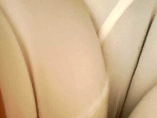 The Line of the MILF's Vagina Is Marked in Her Panties