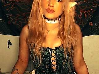 Petite Elf Fucks Herself with Her Dildo Toy, Making Her Pussy Cream All Over the Toy