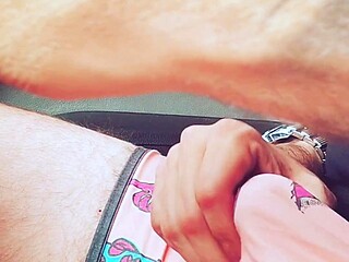 Rubbing Cock In Shorts While Driving with Loud Moaning
