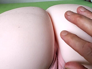 My silicone pussy with nice string gets wet..