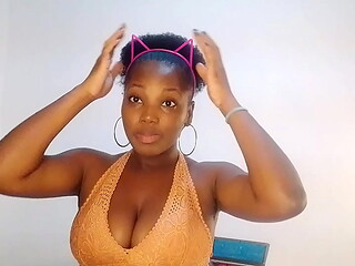 Sexy Black Teen Got Home From her Job Then Did a Video chat With Her Boyfriend Who is Horny But then a Surprised Knock on the door - Mastermeat1