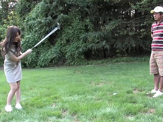 After playing golf in the field, they had sex inside his beautiful house.