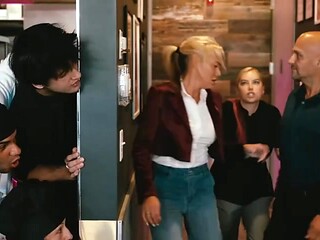 Black cook with a long penis fucked a hot blonde Cubbi Thompson