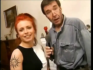 Hot redhead with perfect tits gives a tasty blowjob