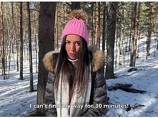 A Girl Got Lost In The Forest And Met A Forester, Thanking Him With Sex - Creampie With Katty West