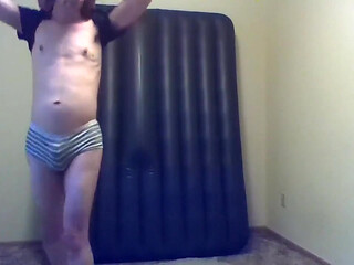 Transgirl Stripping to Only Her Panties, Walking Cute