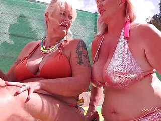 AuntJudysXXX - Busty Mature Ladies Melody and Randy Raz Get Naughty by the Pool