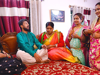 Desi Indian Thirki Husband Fucks His All Four Wives at the Same Time and Cumshot on Face. Hindi Audio