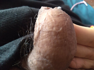 Man alone massaging his dirty dick