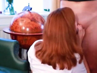 Stepmom Teaches Stepdaughter to Suck Cock