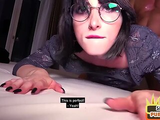 Stunning ink babe cockriding a guy
