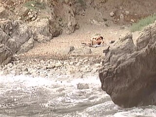 Hot MILF blonde seduces boyfriend into anal sex by the sea