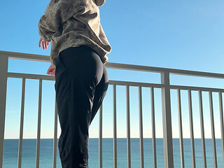 Cum with Me on the Balcony in Front of the World!