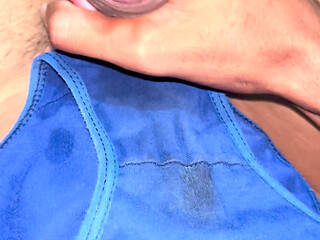stepsister Sheya blue dirty panties sniffing and cum