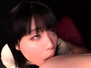 pretty japanese gives handjob and blowjob