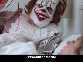 Petite cutie drilled by her bf to fend off clown nightmare
