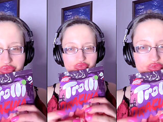 Asmr Teeth Candy Eating - Asmr, Eye Glasses, Gianess, Lipstick, Big Lips, Mough, Food, Face Fetish, Long Nails
