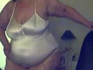 Big-Titted BBW Granny on Webcam in Satin Body Suit