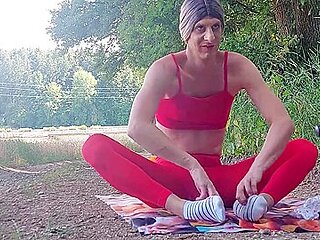 Horny Masturbate And Cum By The Wood
