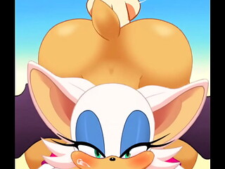 Rouge sucking cock and swallowing cum while getting fucked in the ass