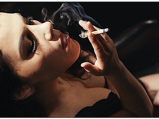 Valentina Nappi Smoking Cigarette - Sexy Italian Girl With Red Lipstick Prepares For Blowjob