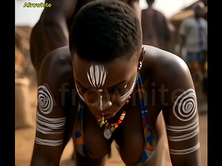 African afro black ebony nigerian naija teen village sexy curvy dark skin babe raw banged in market public scene raw, no condom by a local young trader by blowjob aka bj, missionary sex [AI Generated]
