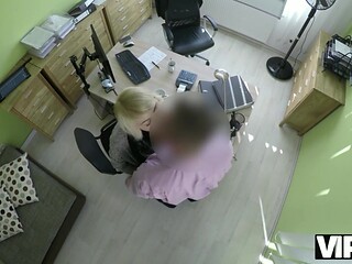 Young VIP secretary swallows and gets fucked in the office