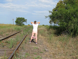 Hot blonde MILF Patricia gets naughty at the train station